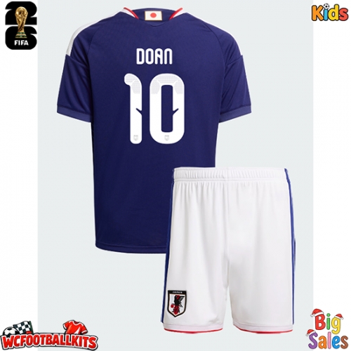 Japan Ritsu Doan #10 Replica Home Stadium Kit for Kids World Cup 2026 Short Sleeve (+ pants)